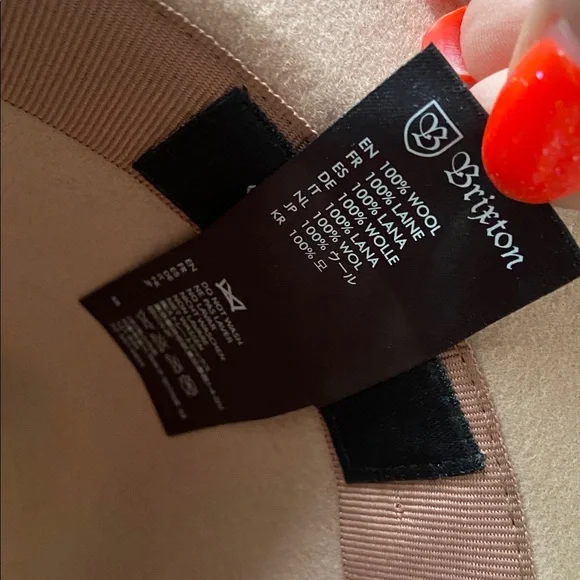 Brixton Joanna neutral felt wool hat wide floppy brim fedora grosgrain ribbon M - Picture 14 of 16